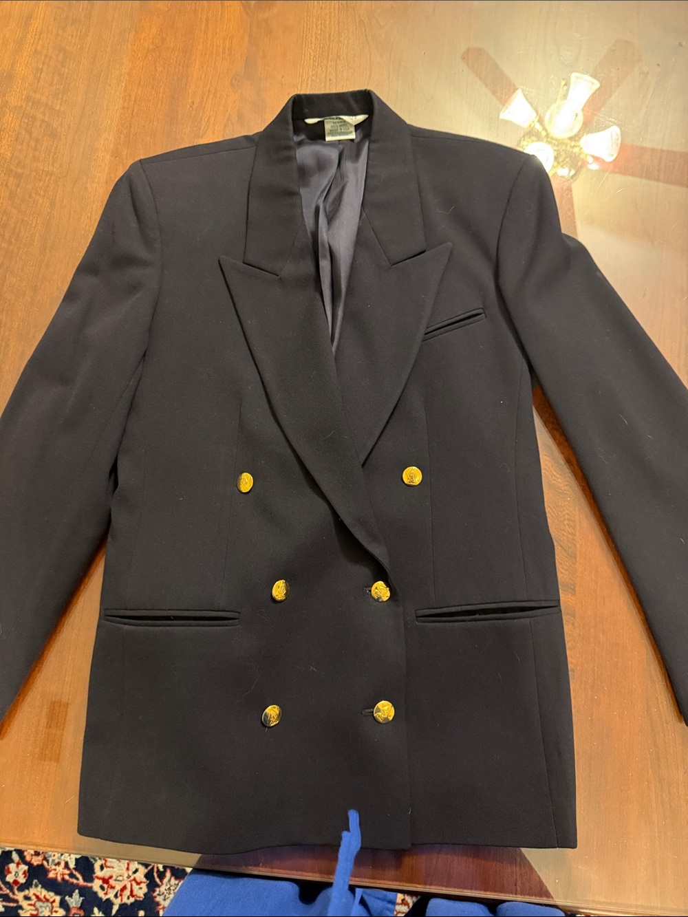 Austin Reed Double-Breasted Black Blazer with Gold Buttons
